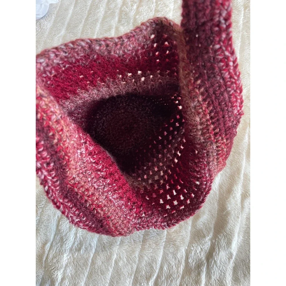 Crochet Market Tote Bag In Variegated Red‎